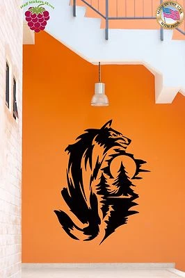 Настенная наклейка волк луна лес животных классный декор для гостиной (z1316) - Изображение 1 из 3