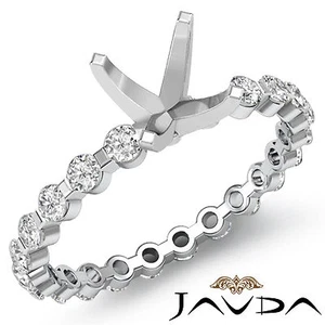 Unique Round Bar Set Semi Mount Diamond Engagement Ring 14k White Gold 0.4 Ctw - Picture 1 of 12