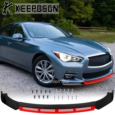 适用于英菲尼迪 Q50 Q60 运动前保险杠唇部分离器锅炉车身套件零件 JDM — 第 1/4 张图片