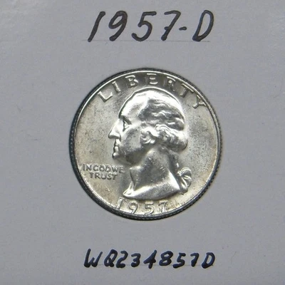 1957-D Washington quarter, 90% silver coin - Image 1 of 2