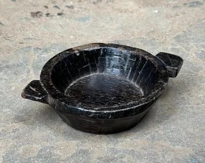 Tigela de frutas vintage de madeira artesanal exclusiva, tigela de frutas secas colecionável - Imagem 1 de 4