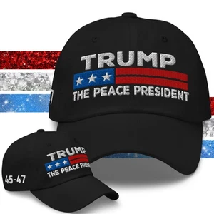 Dad Hat "Trump The Peace President" Embroidered Cap Peace Through Strength - Picture 1 of 95