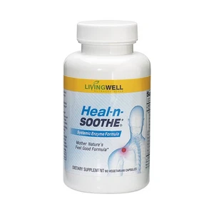 Enzimas proteolíticas LivingWell HEAL-N-SOOTHE alivio del dolor e inflamación 90CT - Imagen 1 de 7