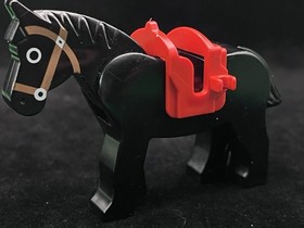 Lego Horse Black 6082 Red Saddle 2 Clips Fire Breathing Fortress Castle Knight