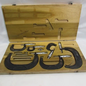 SCHERR TUMICO Micrometer Caliper Set Precision Measuring Tools Wood Case US Gov. - Picture 1 of 18