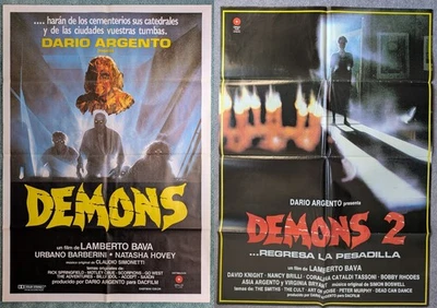 Demons 1 & 2 1985 1986 Lamberto Bava Spanish Horror Movie Poster 80s Italian And - Image 1 of 3