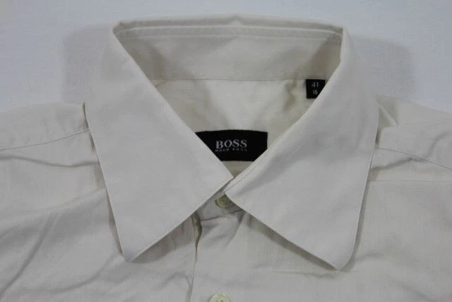 Hugo Boss Camicia A Maniche Lunghe 41 Vaniglia Unicolore Molto Buona #E7232 - Immagine 1 di 1