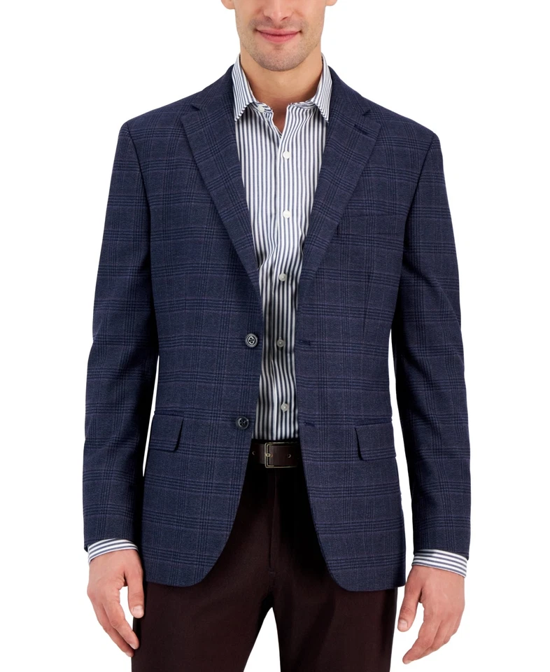 Abrigo Blazer Tommy Hilfiger Para Hombre Calce Moderno Deportivo 36 S Azul Marino A Cuadros Foto 1 de 1