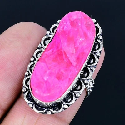 Anillo Hecho a Mano Cuarzo Rosa Chapado en Plata 925 de EE. UU. Talla 6 Foto 1 de 3