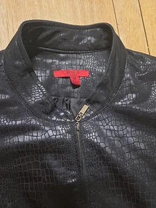 Joni B Faux Leather Jacket Womens XL  Black Reptile Pattern Full Zip E6 - Picture 1 of 18