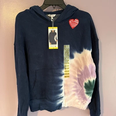Sudadera para mujer Wildfox nueva con etiquetas azul marino con tinte y bolsillo con capucha talla M Foto 1 de 4