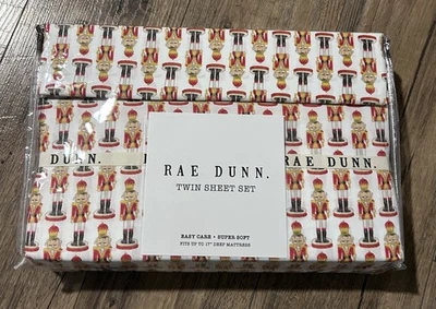 Rae Dunn 3 pc TWIN Nutcracker Sheet Set Christmas NEW - Image 1 of 2