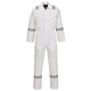 BizFlame Mens Aberdeen Flame Resistant Antistatic Coverall White M 32" - Picture 1 of 1