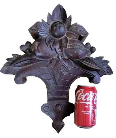 Antique Large Pediment Architectural Salvage Walnut Tree Fruit Flower Wood Trim Cover