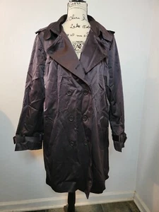 Joan Rivers Womens Classic Trench Coat Buckle Almost Black XL - Picture 1 of 15