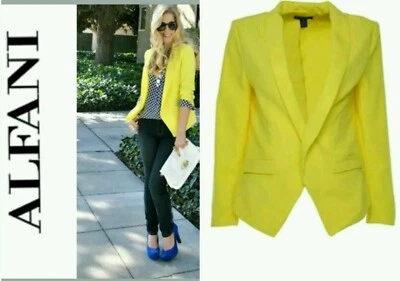 $109 Chaqueta Blazer Alfani Amarillo Brillante Texturizada Frente Abierto Novio ~ 8 M3020 Foto 1 de 4