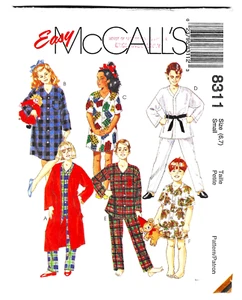 McCall's 8311 Boys Girls PAJAMAS NIGHTSHIRT ROBE 6-7 Easy Sewing Pattern UNCUT - Picture 1 of 2