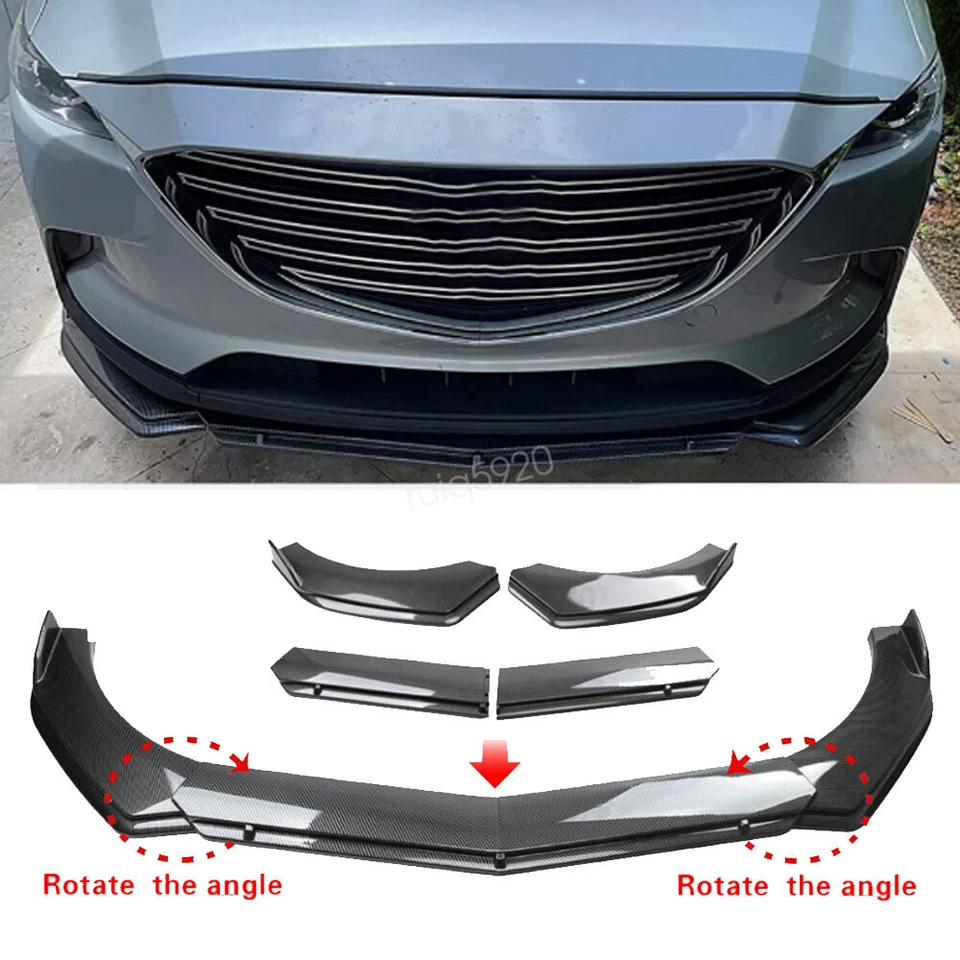 For Mazda CX-3 CX-4 CX-5 Carbon Fiber Style Front Bumper Lip Spoiler Splitter Foto 1 de 4