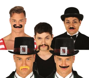 6x Fake Moustaches Moustache Set Fancy Dress Mustaches Strong Man French Tache - Picture 1 of 4