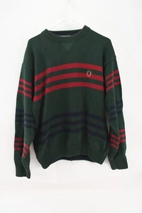 Vintage 90s Tommy Hilfiger Mens XL Faded Striped Cotton Knit Crewneck Sweater - Picture 1 of 4
