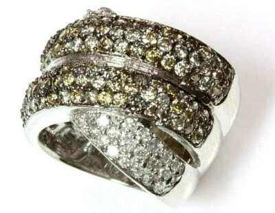 Anillo cruzado de oro blanco sólido de 14 k con diamantes champán natural de 2,75 quilates Foto 1 de 2