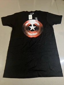 Men's Black Captain America Logo Shield Tee T-Shirt Medium M Marvel Comic - Picture 1 of 3