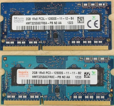 4GB (2 x 2GB) Mixed-brand PC3-12800S SoDimm (free ship) - Image 1 of 2