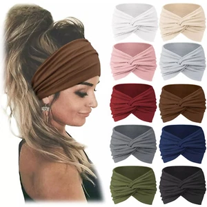 10X Women Headbands, Wide Hair Wrap Turban Head Bands, Workout Non-slip HairBand - Picture 1 of 14