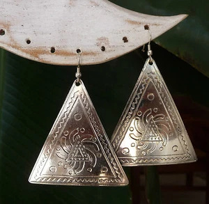 Ethnische silberfarbenes Metal Bollywood Hippie Ohrringe Orientalisch Ohrhänger  - Bild 1 von 3