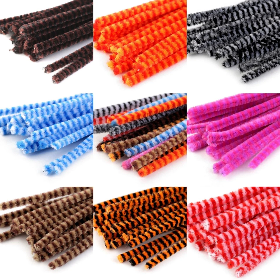 20 Stück Pfeifenreiniger gestreift ø 6 mm 30 cm Basteldraht Chenille Floristik - Bild 1 von 1