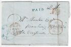 1849 Byron, N.Y. cancel in blue on cover to England, America PAID Liverpool cxl
