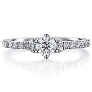 Round Cut Diamond Lab Created Engagement Ring 0.65 Ct Platinum PT950 - Picture 1 of 8