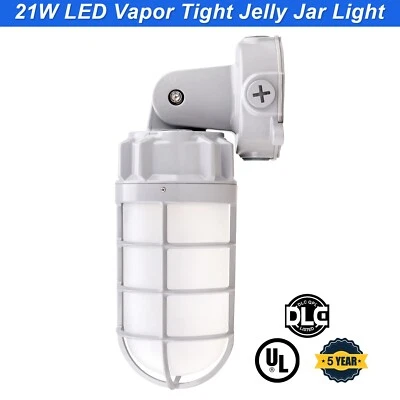 21W LED Vapor Tight Jelly Jar Light Vapor Proof Ceiling & Wall Mount light IP65 - Image 1 of 4
