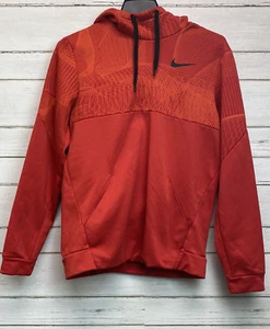 Nike Sweatshirt Men's Medium Red Dri Fit Pullover Hoodie W/ Geometric Design - Picture 1 of 4