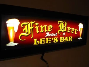 Large Led LIGHTED CUSTOM BAR SIGN FINE BEER SERVED HERE PERSONALIZED - Picture 1 of 1