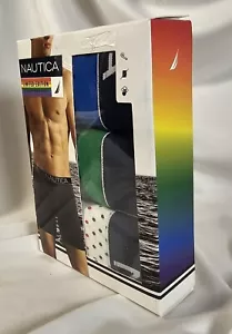Nautica 3 Stretch Cotton Boxer Briefs L Polka Dot Solid Green Blue LTD ED Pride - Picture 1 of 5