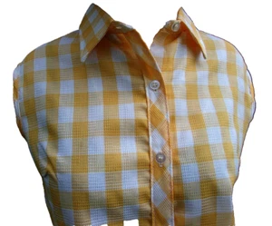 VTG 1980s Womens Size 13/14 Yellow Check MISS FASHIONALITY Button Up Shirt Top - Bild 1 von 11