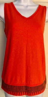 ROYAL ROBBINS DAMAS PEQUEÑAS SLVLS NARANJA CÁÑAMO ALGODÓN BORDADO DOBLADILLO TOP Talla S Usado en Excelente Condición Foto 1 de 4