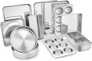 Stainless Steel Bakeware Set of 11, Toaster Oven Baking Pan Set, Lasagna Pan, Sq - Picture 1 of 7