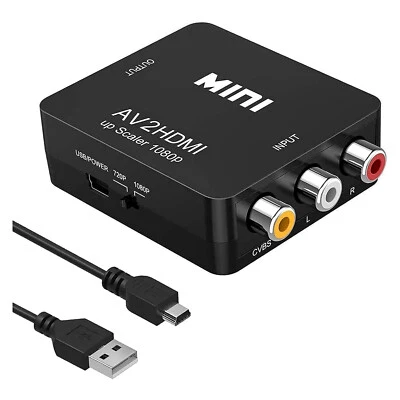 RCA to HDMI 1080P Mini RCA Composite CVBS Video Audio Converter Adapter New