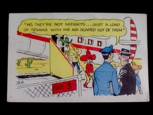 c1963 LAFF-GRAM Comic "No, They're Not Midgets, Just Texans..." Vintage Postcard - Picture 1 of 2
