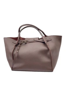 Borsa a mano CELINE pelle di mucca marrone tinta unita grande media usata GIAPPONE - Foto 1 di 7