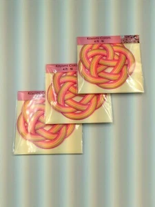 Set of 3 Japanese Coasters made of auspicious string cherry-blossom color NEW - Picture 1 of 6