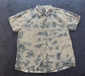 RVCA Men’s Shirt Large Short Sleeve Button Down Casual Checkered Tie-Dye Look - Picture 1 of 4