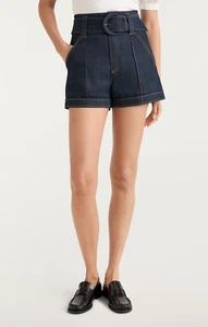 NEW Cinq A Sept High Waist Embellished A-line Denim Shorts - Picture 1 of 4