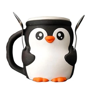 Black No Drawer Penguin Ice Cream Pint Holder 3D Printed Novelty Summer - Picture 1 of 12