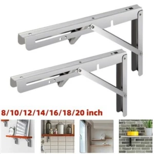 Folding Shelf Brackets 8-20 Inch Stainless Steel Drop Down Bracket Heavy Duty UK - Picture 1 of 25