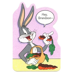 Looney Tunes Vintage EASTER Card FOR GRANDSON, Bugs Bunny by Ambassador 1996 +✉ - Picture 1 of 6