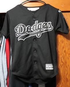 Los Angeles Dodgers MLB Majestic Button Jersey Black Gray Youth Small YS 8 - Picture 1 of 5