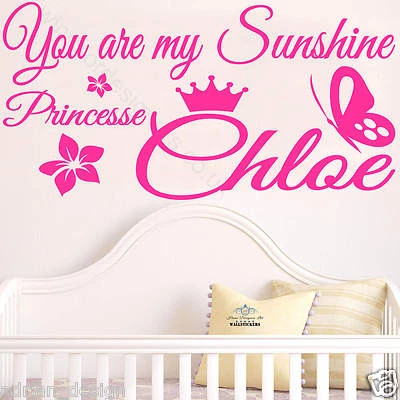 You are my Sunshine Princess with personalised NAME wall decal transfer sticker - Image 1 of 4